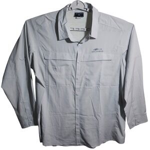 Grundens Gage Fishing Shirt Mens 3XL Gray Long Sleeve Vented Button Up PO 2327